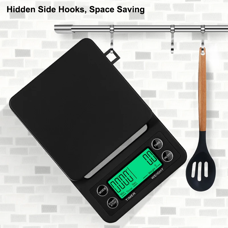 Precision Electronic Scale with LCD Backlight Display Coffee Balance Timer Digital Weight Gramera with Silicone Pad Scales 3/5KG