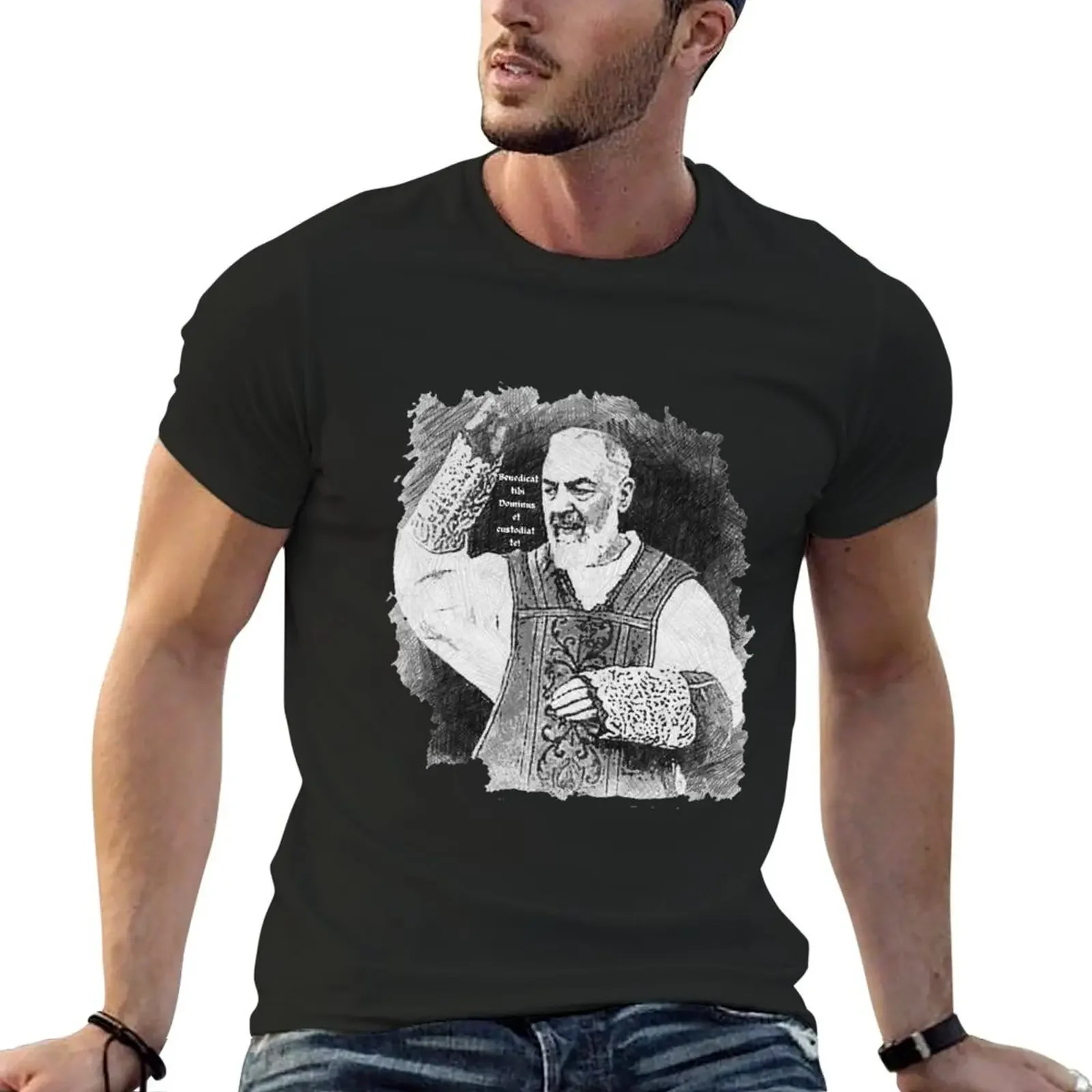 

Saint Padre Pio, St. Padre Pio, Padre pio T-Shirt blue archive anime t shirts anime tshirt mens graphic t-shirts funny