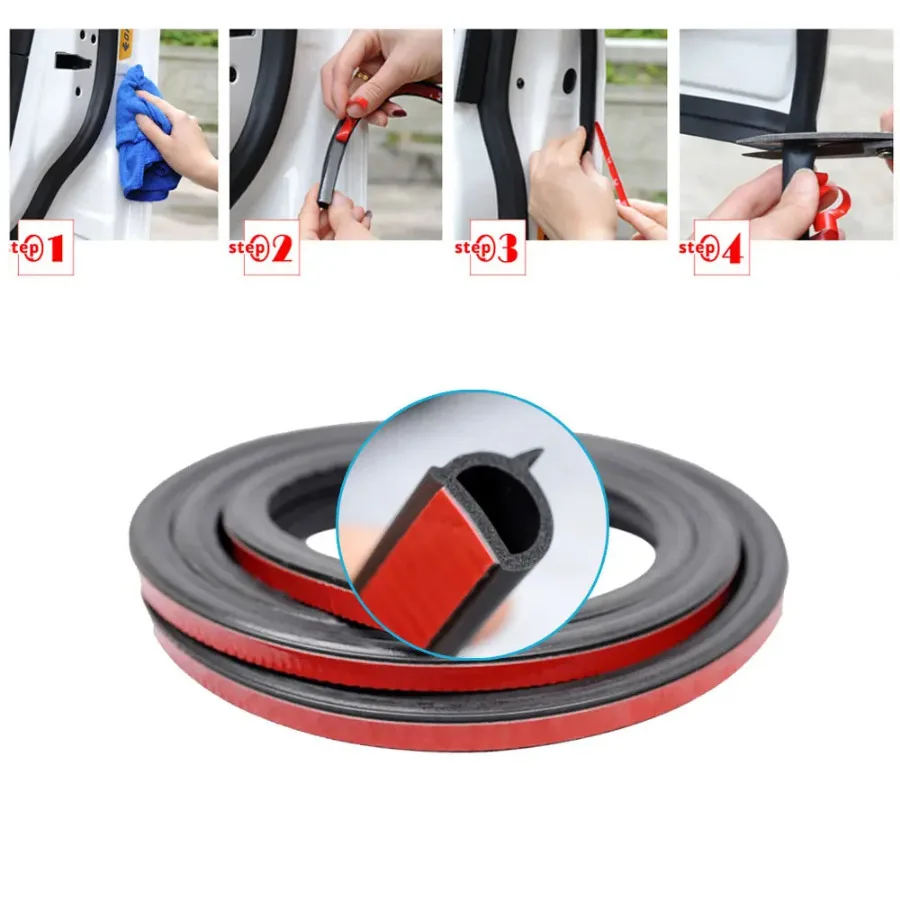 Universal 3 Meter Type Rubber Auto Trunk Cover Seal Car Door Seal Noise Insulation Weatherstrip Bonnet Engine Sealing Strip Trim