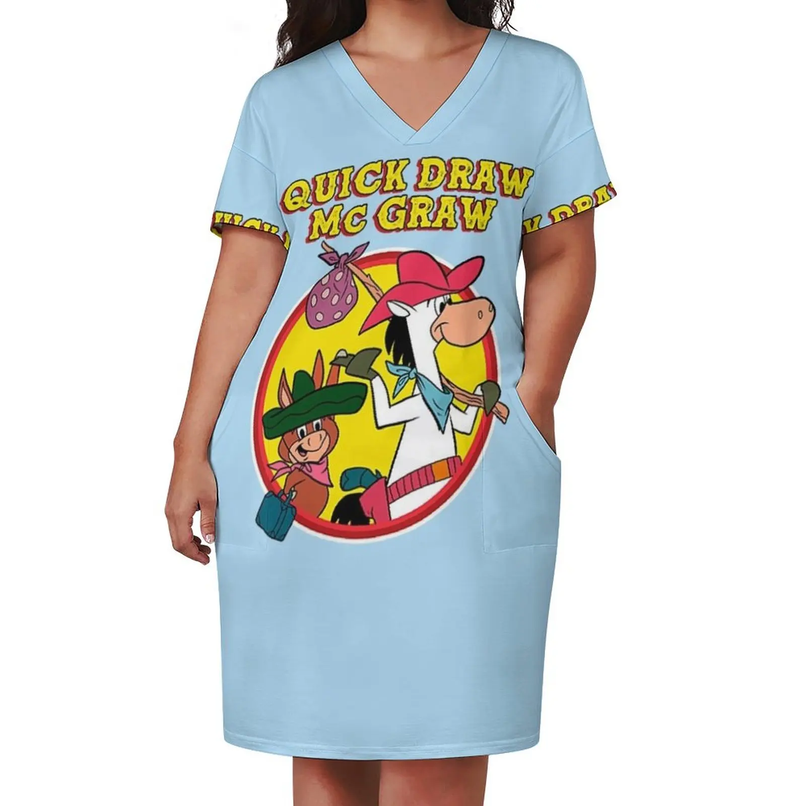 Quick Draw McGraw Comics Version Loose Pocket Dress Women's summer skirt dress for women summer