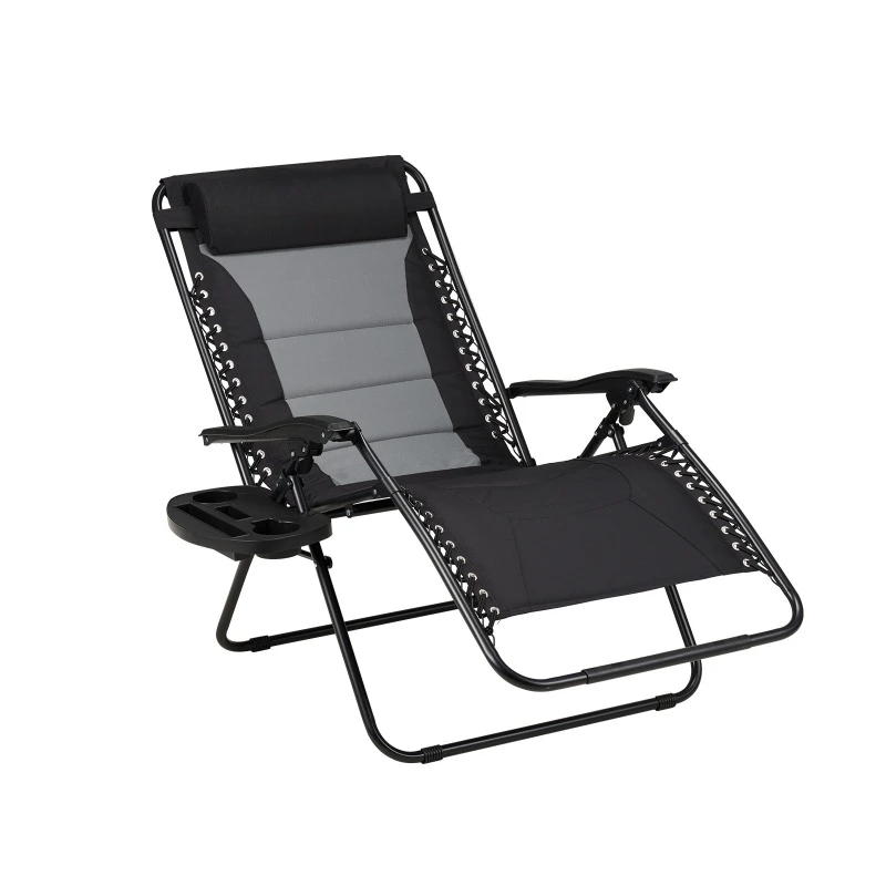 

Folding recliner Portable camping backrest Adjustable recliner with cup holder