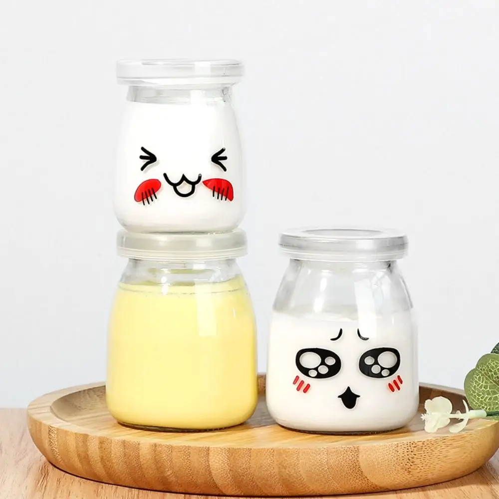 1Pcs Wishing Bottle Mini Yogurt Pudding Glass Bottle Storage Cups with Lid High Temperature Resistant Homemade Y