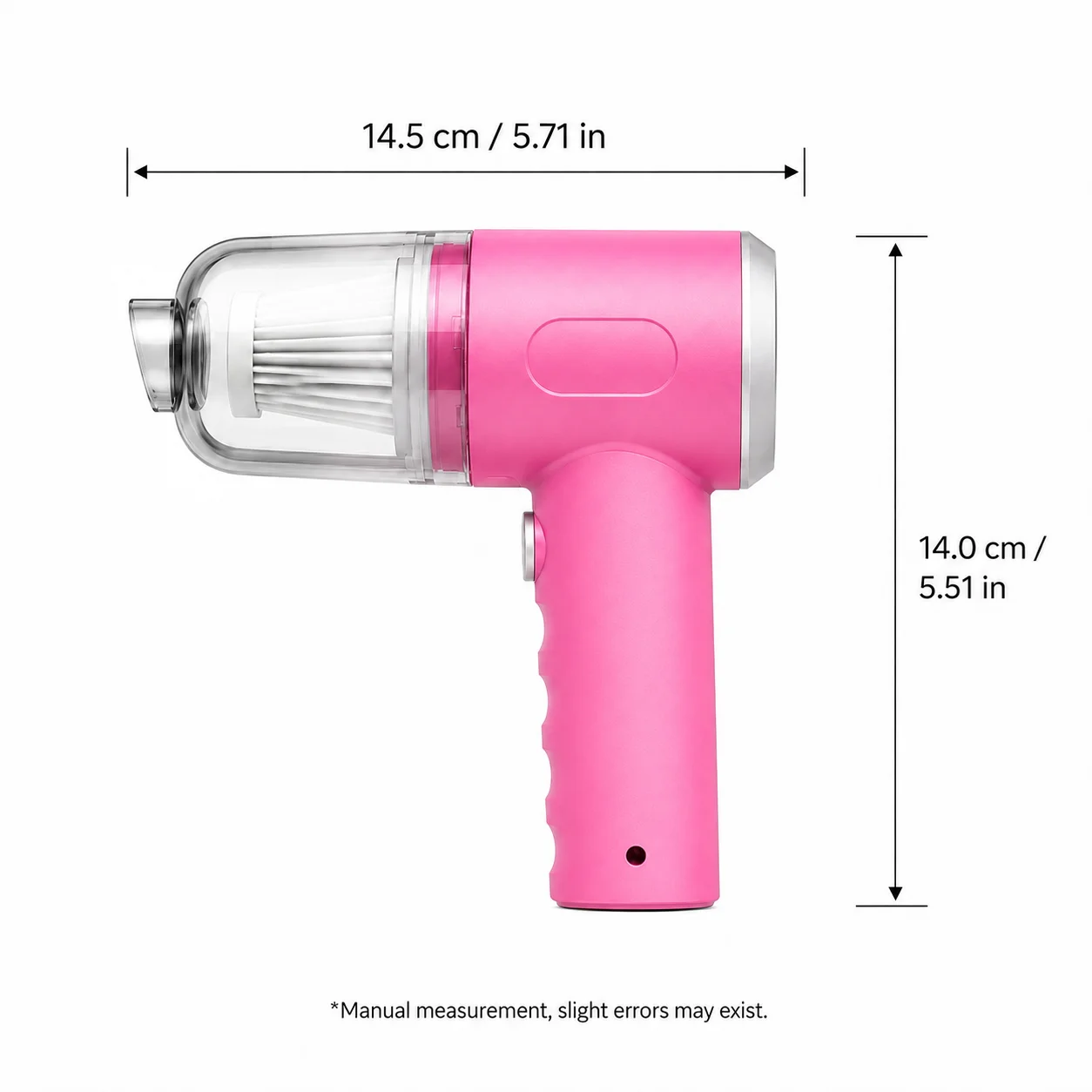 Cordless Rechargeable 2‑in‑1 Blow & Suction Mini Handheld Vacuum, USB Charging with Multiple Nozzles for Car, Home & Pet Hair