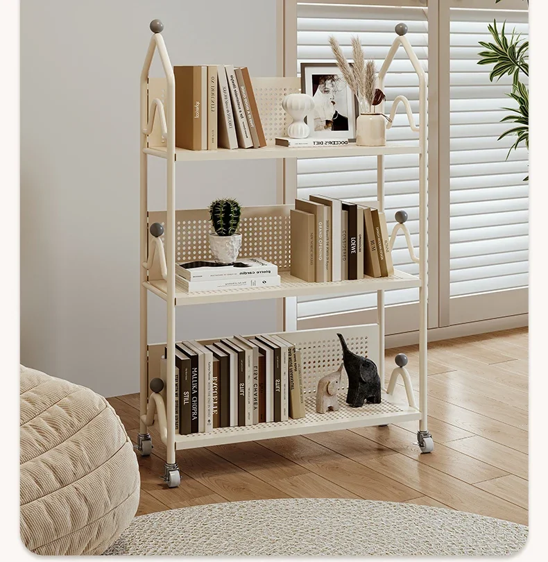 

Cream Wind Bookshelf Floor Shelf Movable
