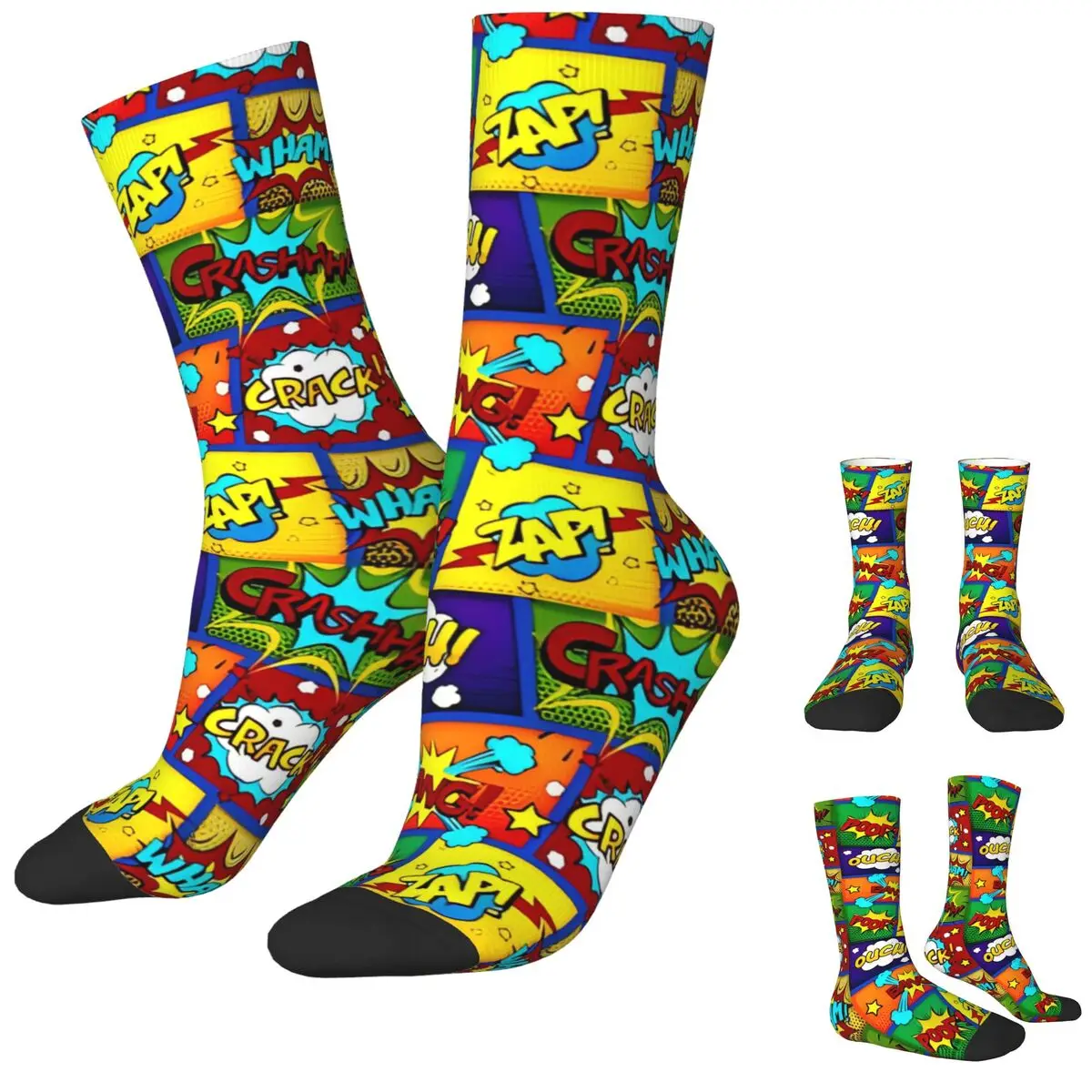 Colorful Comic Pop Art Books Socks Autumn Stockings Leisure Men's Soft Socks Design Running Sports Anti-Slip Socks