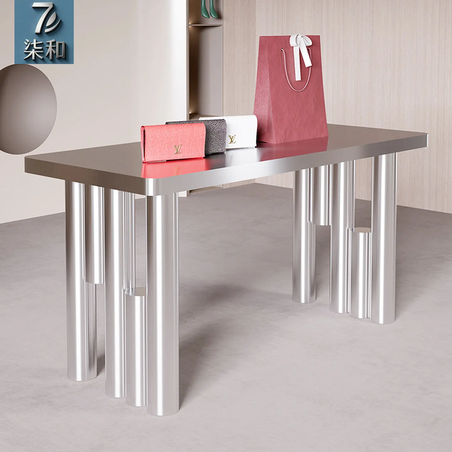 Clothing Store Stainless Steel Nakajima Taiwan Water Station Exhibition Hall Workbench Buyer Store Display Table  Storage Desk