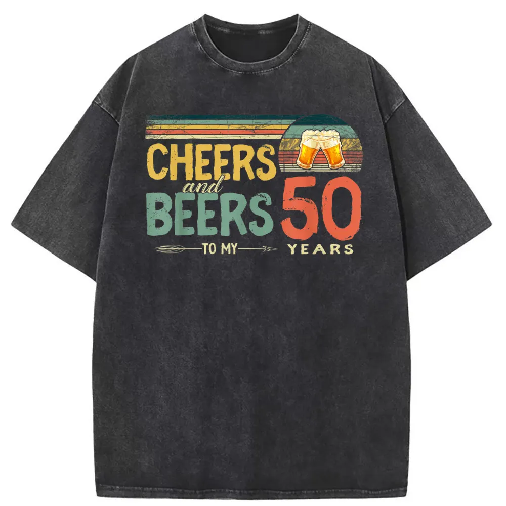 50th Birthday Gifts T-shirts Funny Cheers Beers Mens Long Sleeve Tshirts Man Summer/Autumn Sweatshirts Design Sportswears Funky