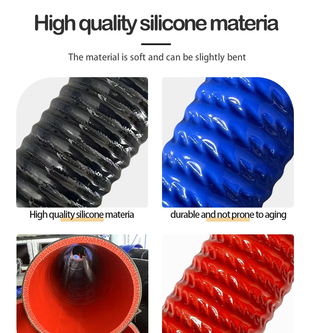 Flexible black silicone intake hose