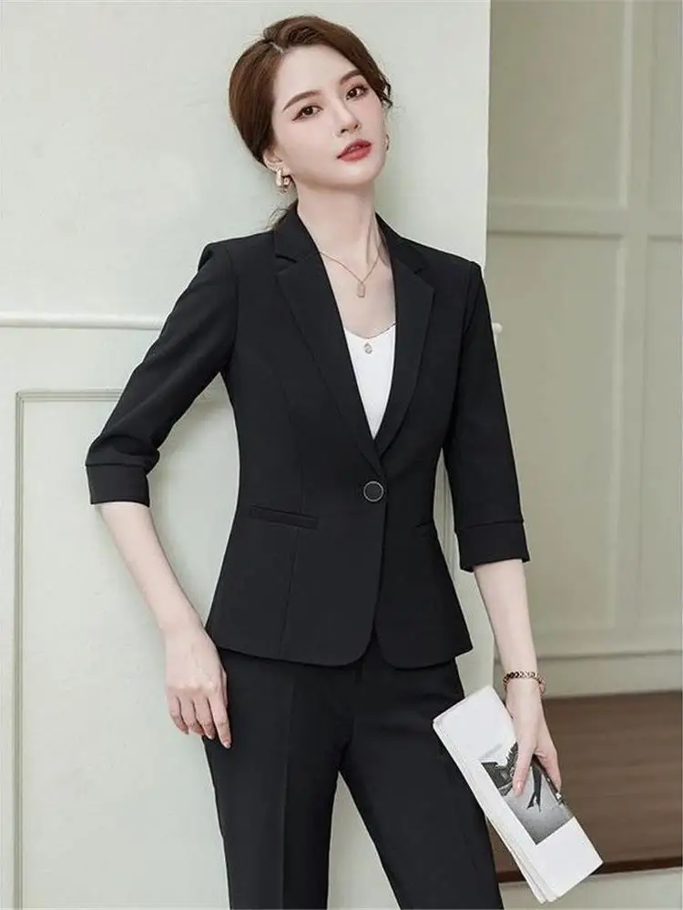 

Тонкий летний женский спецодежда Bla, комплект профессиональной карьерной одежды 7/8 Sve, комплект Cleanfit Sle, застежка на одной пуговице