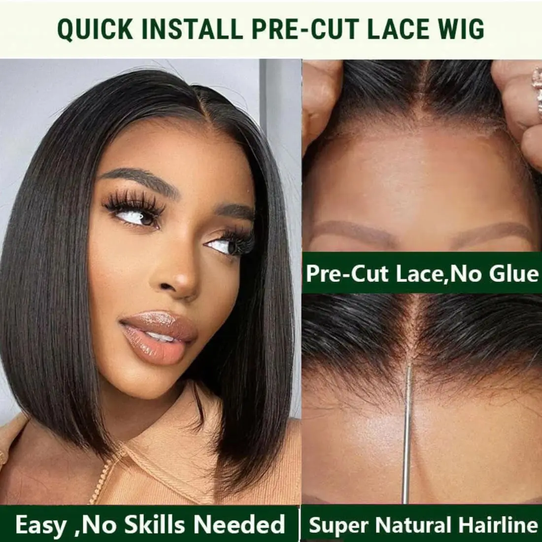 5*1 Bob Straight Pre Plucked Human Hair Wigs Wear and Go Glueless Wigs Ready to Go  Brazilian Human Hair Wig Sale HD Lace Wig