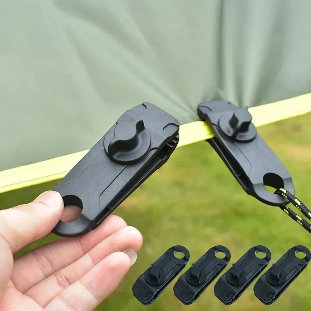 4pcs Tarpaulin Clip Reusable Portable Camping Tent Fixing Clips Spiral Locking Windproof Strong Load-bearing for Camping Hiking