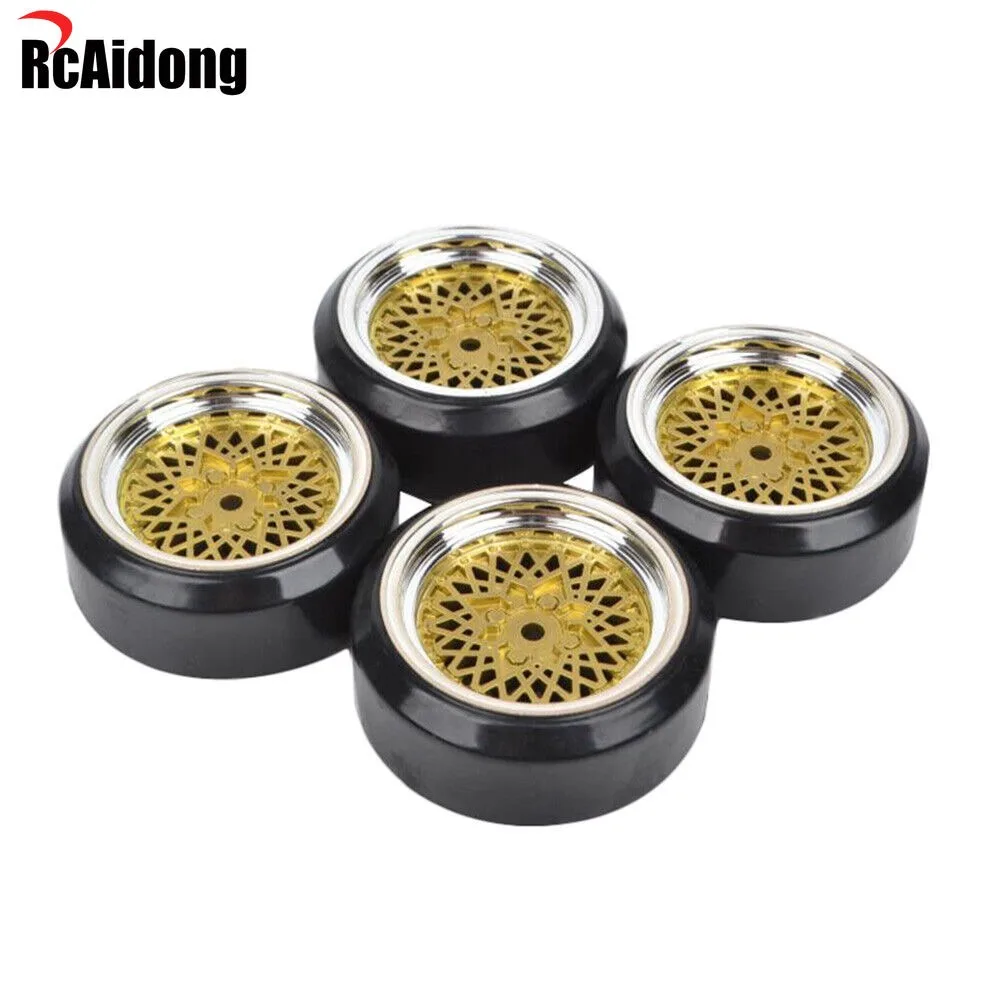 4 Piezas de Ruedas y Neumáticos para Auto de Carreras RC 1/10, Llantas Duras para HSP HPI Tamiya Traxxas Redcat Yokomo Lightning EPX, Auto de Carretera