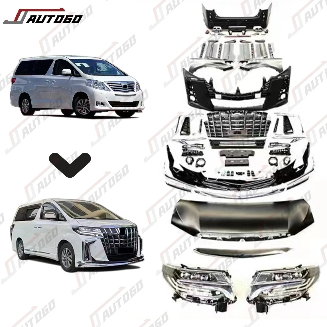 2022 New Body Kit for Toyota Alphard Vellfire Anh20 Anh 20 2008 2009 2010 2011 2012 2013 2014 to 2018 2020 2022 ANH30 35 Series