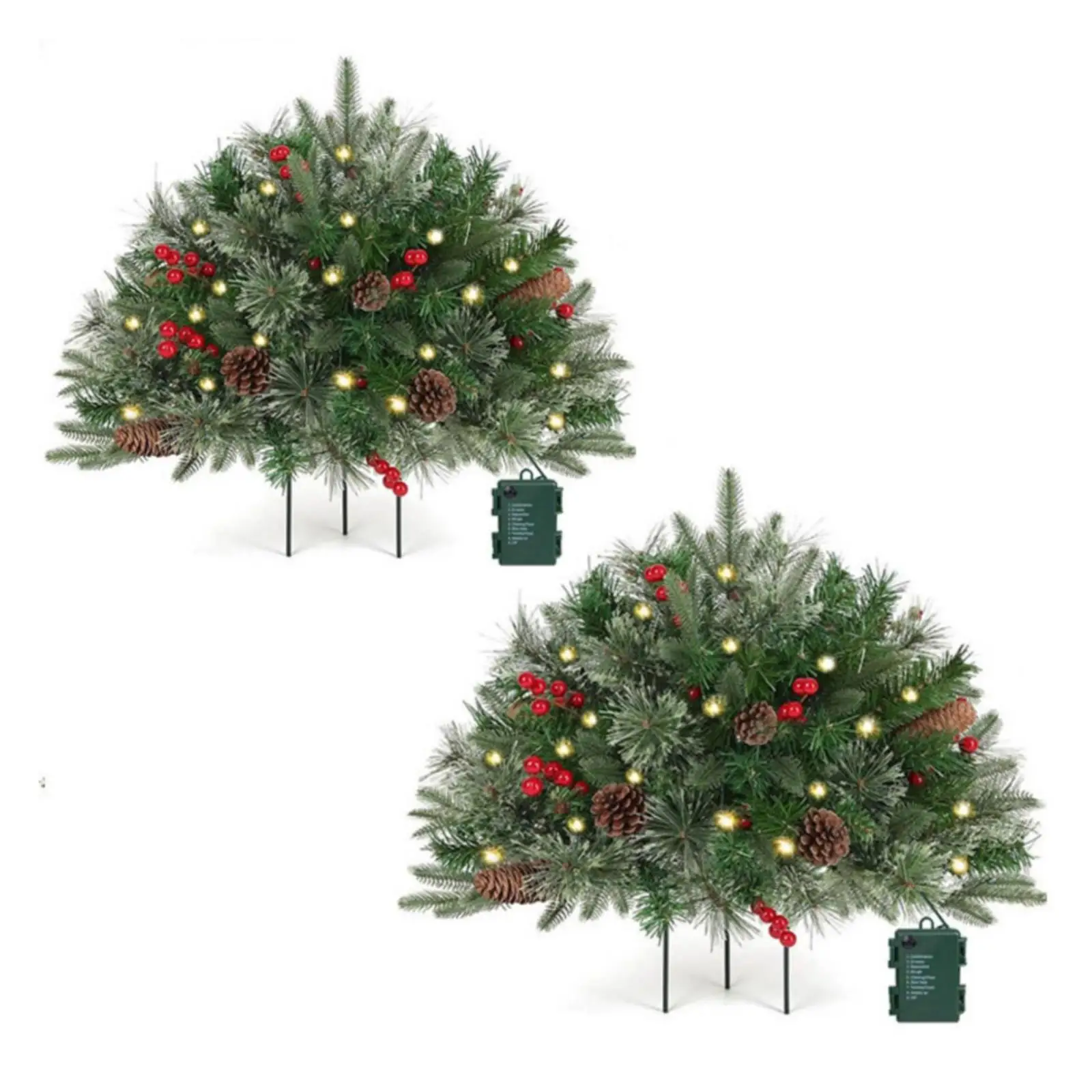 Lighted Half Round Christmas Tree Garden Stake for Narrow Spaces Front Yard Holiday Decor