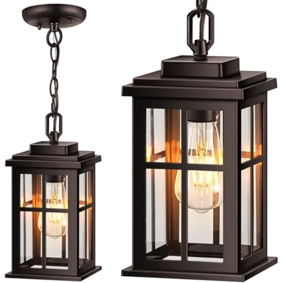 

Bronze Hanging Porch Light, Modern Outdoor Pendant Lights for Porch, Waterproof Outdoor Hanging Lights with Tempered Glass, Alu