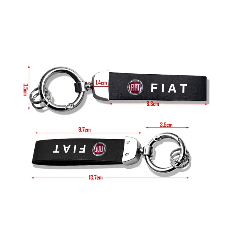 Car Key Chain Rings Metal Leather Keychain Exquisite Anti-lost Keyring For Fiat Punto 500 Bravo Croma Tipo Panda Uno Abarth 124