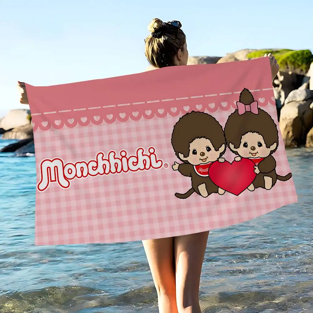 Popular Cute M-Monchhichi Beach Towel Colorful Bath Towels For Girl Microfiber Quick Dry Custom Sand Free Beach Yoga Spa