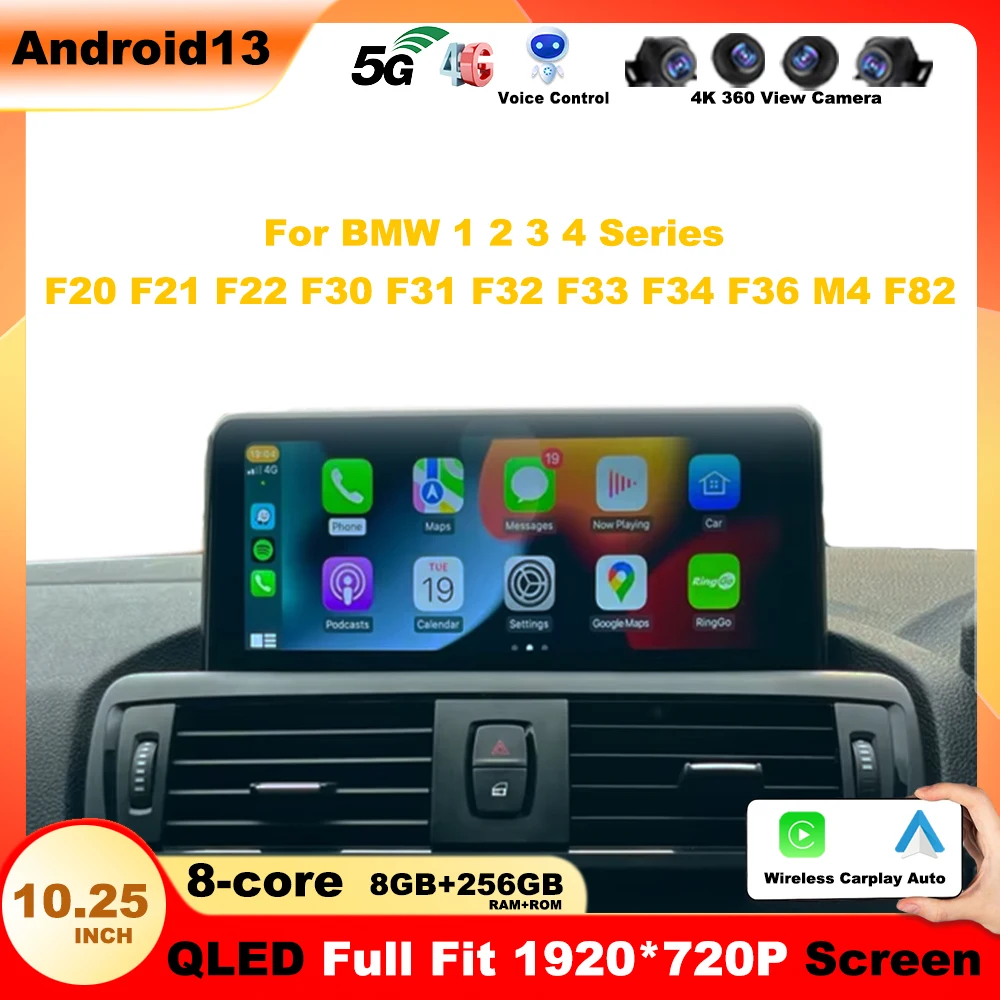 Android 13 Radio For BMW 1 2 3 4 Series F20 F21 F22 F30 F31 F32 F33 F34 F36 M4 F82 Wireless Carplay Multimedia Display Screen