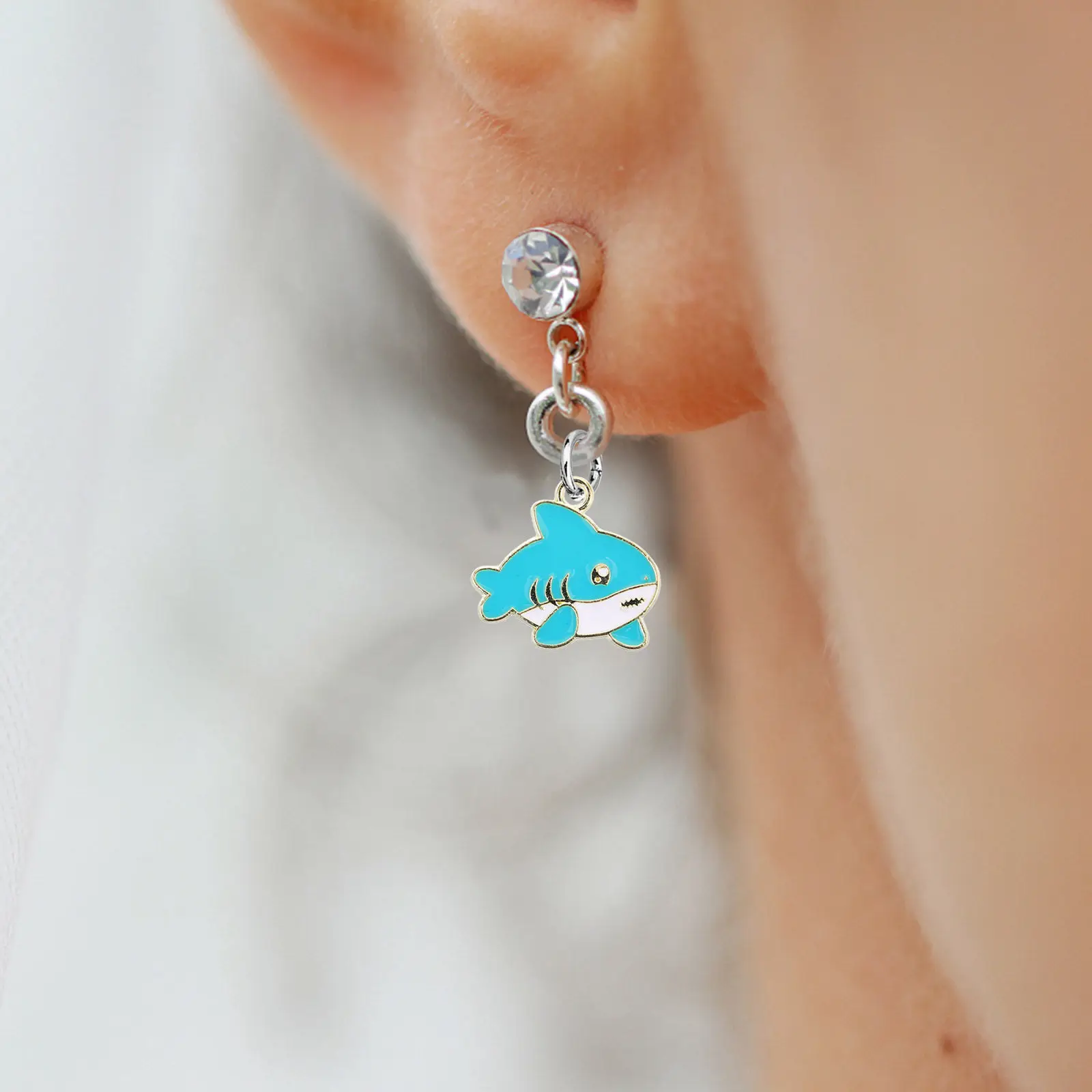 30Pcs Shark Charms Enamel Zinc Alloy Pendants Animal Jewelry Making Accessories for Bracelets Necklaces Keychains Ocean Marine