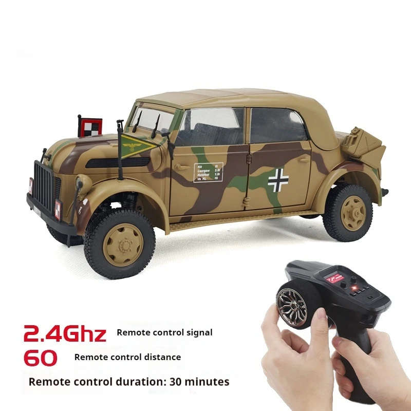Kubing Ke German Command Vehicle Remote Control Car with Sound Light Climbing Function Military Model Toy Simulation Smoke gifts