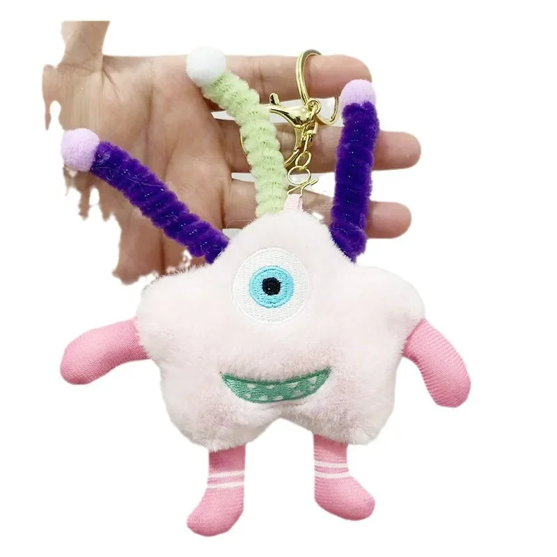 Animales de peluche Twister Stick llavero de ojo grande mochila de felpa colgante feo y lindo pequeño monstruo juguete para regalo para chico