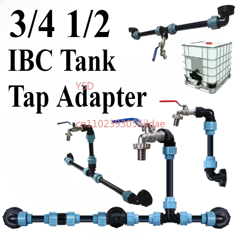 IBC Tank Thread Faucet With 1 Tube And 2 Curved Connectors Home Garden Irrigation Water Connector 40a