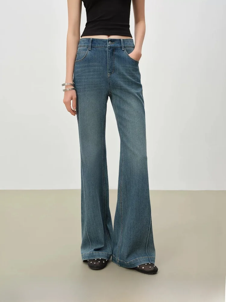 

Four-Way Stretch Micro Flared Jeans Women's High Waist 3D Denim Casual Cotton Blend Elastic Leisure Spring Season