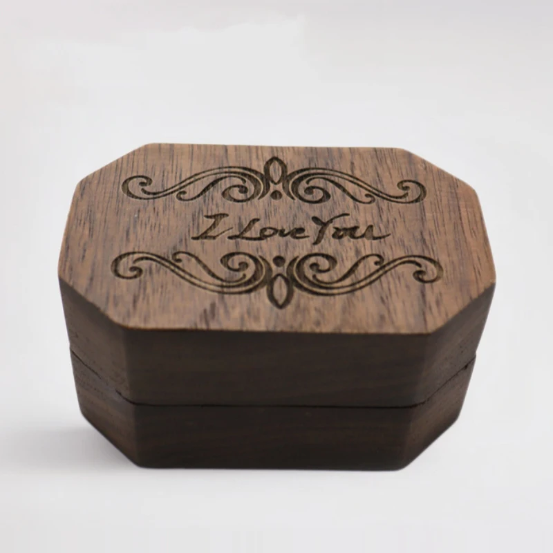 

Винтажная деревянная коробка для обручальных колец - роскошный подарочный футляр для ювелирных изделий с бриллиантами, свадебное предложение на память (ручная работа)