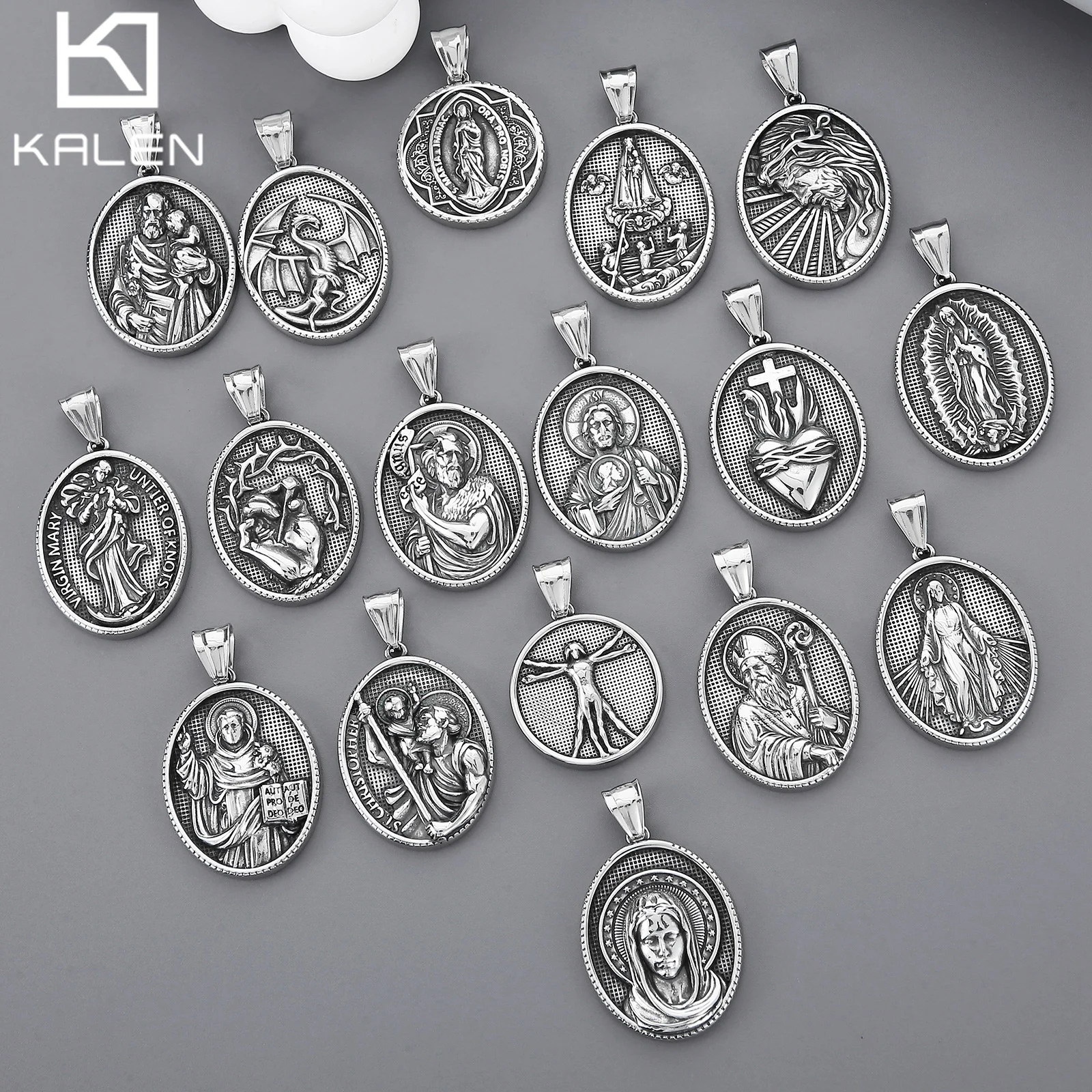 Retro Maria Alexander the Great Pray Blessings Pendant - Stainless Steel 304 - KP119556-MI