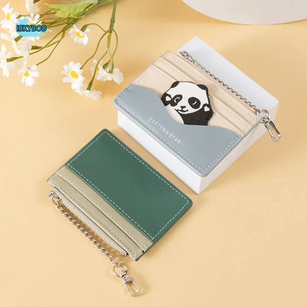 

Simple PU Panda Pattern Purse Cartoon Soft Clutch Wallet Solid Color Multi-card Slot Card Holder Women