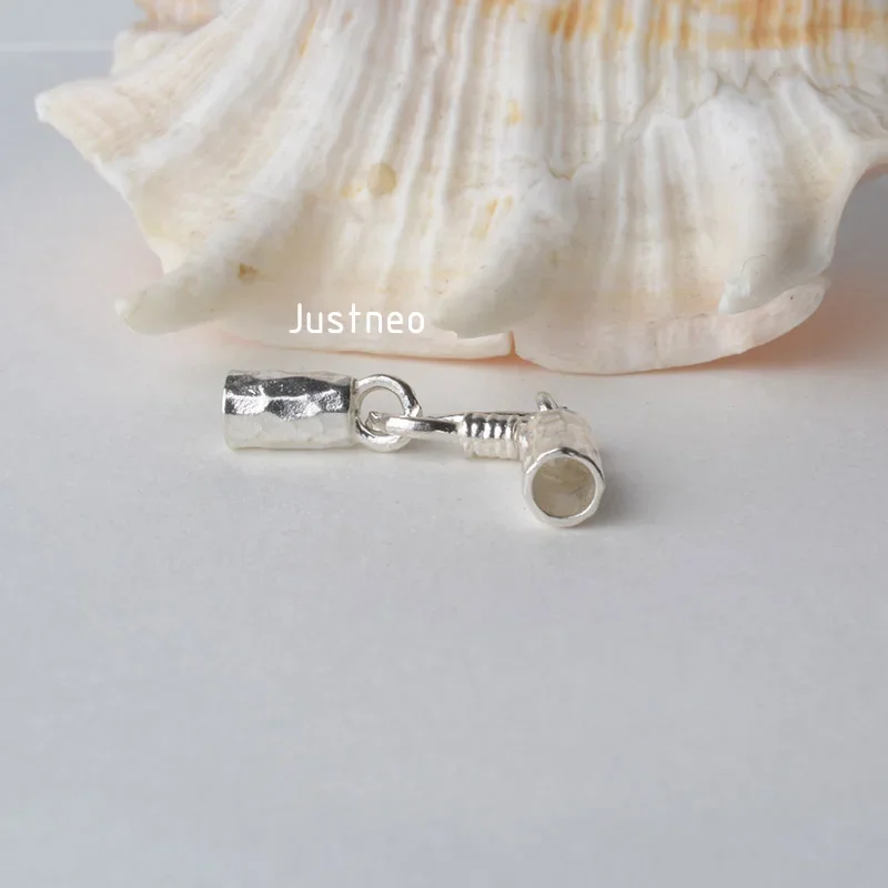 solid 925 sterling silver Clasp Leather Cord End Cap , silver jewelry diy findings/components