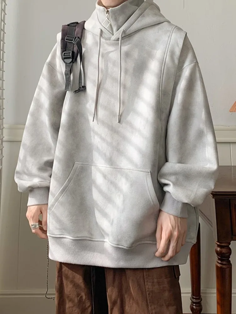 

Мужская толстовка с эффектом тай-дай, весенне-осенняя, в американском ретро-стиле, с лоскутным узором, повседневная спортивная одежда, модная молодежная куртка, удобная, свободного кроя