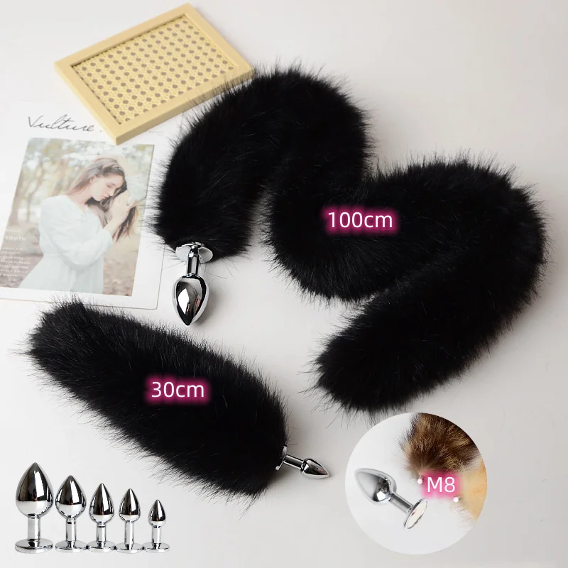 Erotic Cosplay Accessories of Replaceable Metal Butt Plug Fox Tail Anal Sex Toys for Flirting Games Faux Fur Adult Supplies