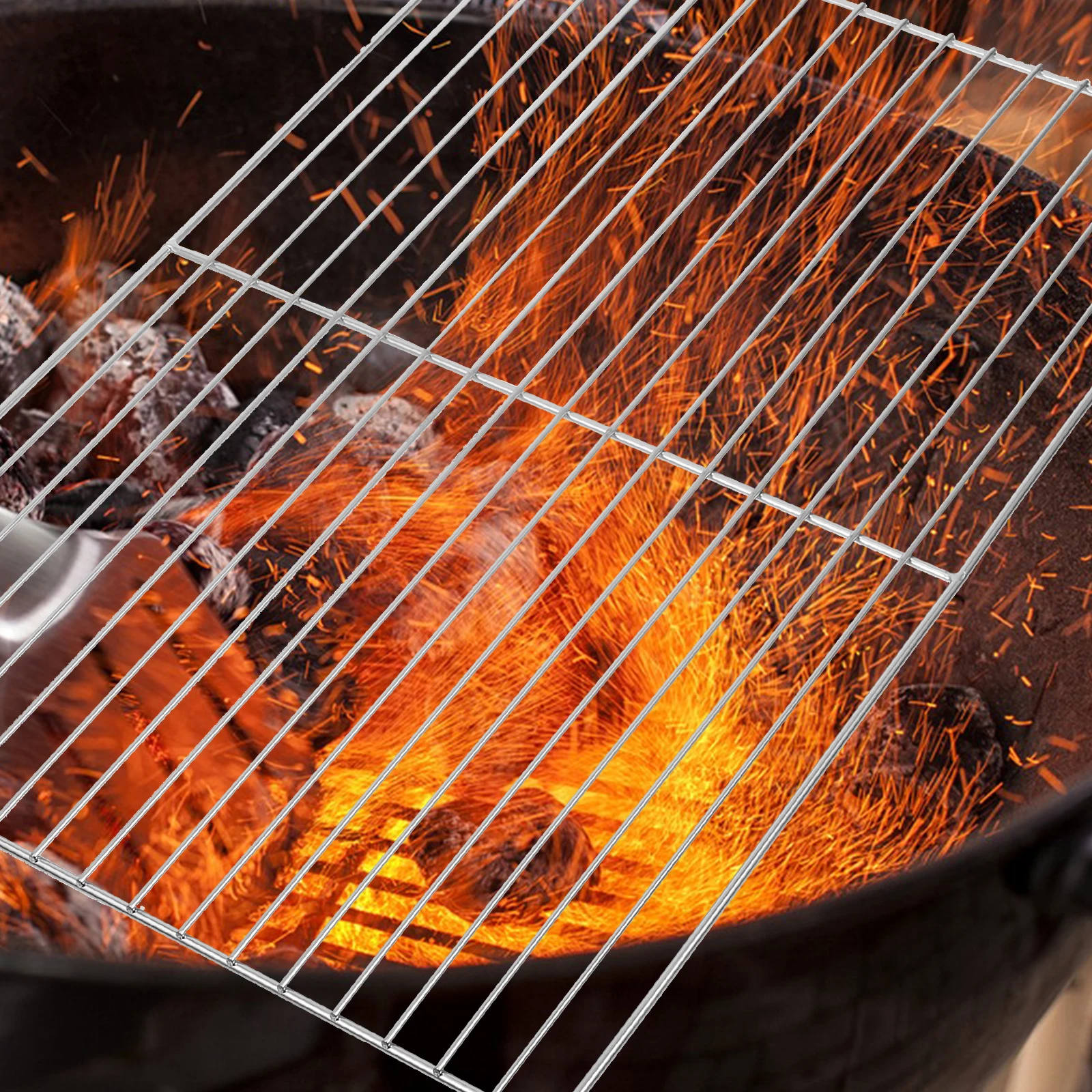 

Outdoor Grill Net Stainless Steel Grid for BBQ Cooking Grate Heat Retaining Non-Stick Long Lasting Party