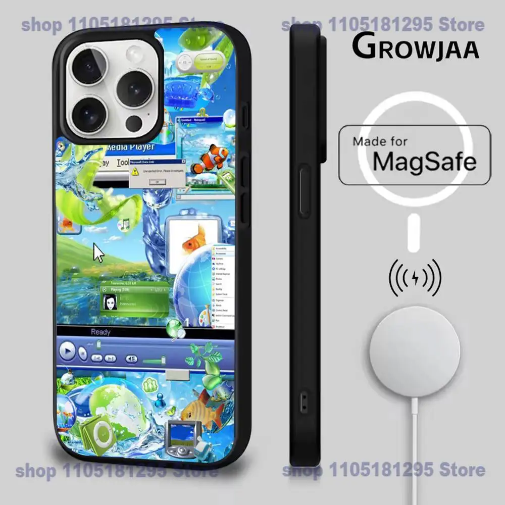 Funda de teléfono Frutiger Aero para iPhone 17,16,15,14,13,12,11,Pro,Max,Plus,Mini,SE4,E carga inalámbrica Magsafe magnética