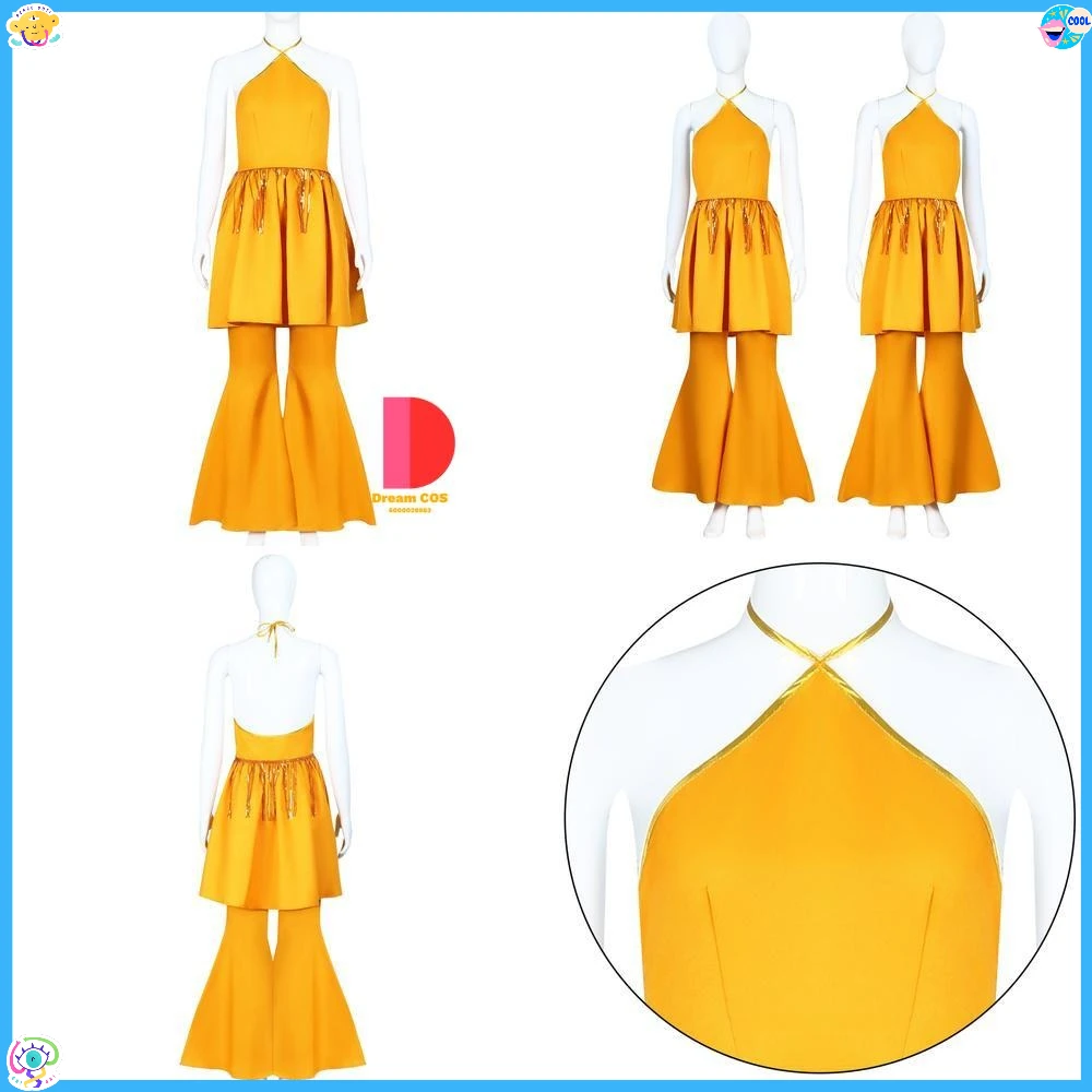 

Popular Movie and TV Character Cosplay Costume Anime Lee Quinzel Yellow One Piece Bodysuit Suit for Women Role Play Performance