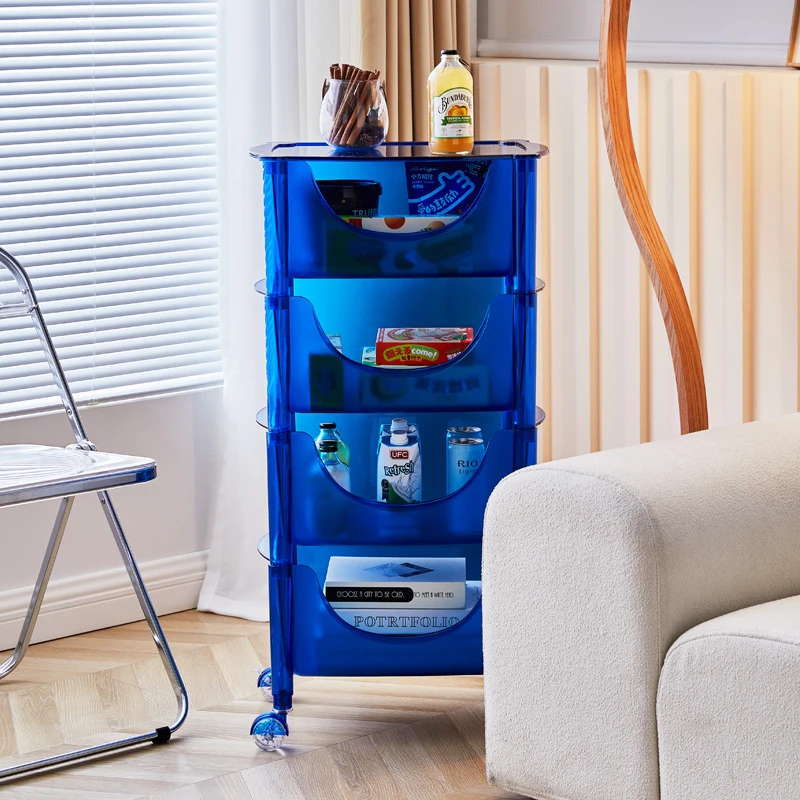 Nordic acrylic cart storage rack, floor to floor, multi-layer movable storage cabinet, artistic sensation,