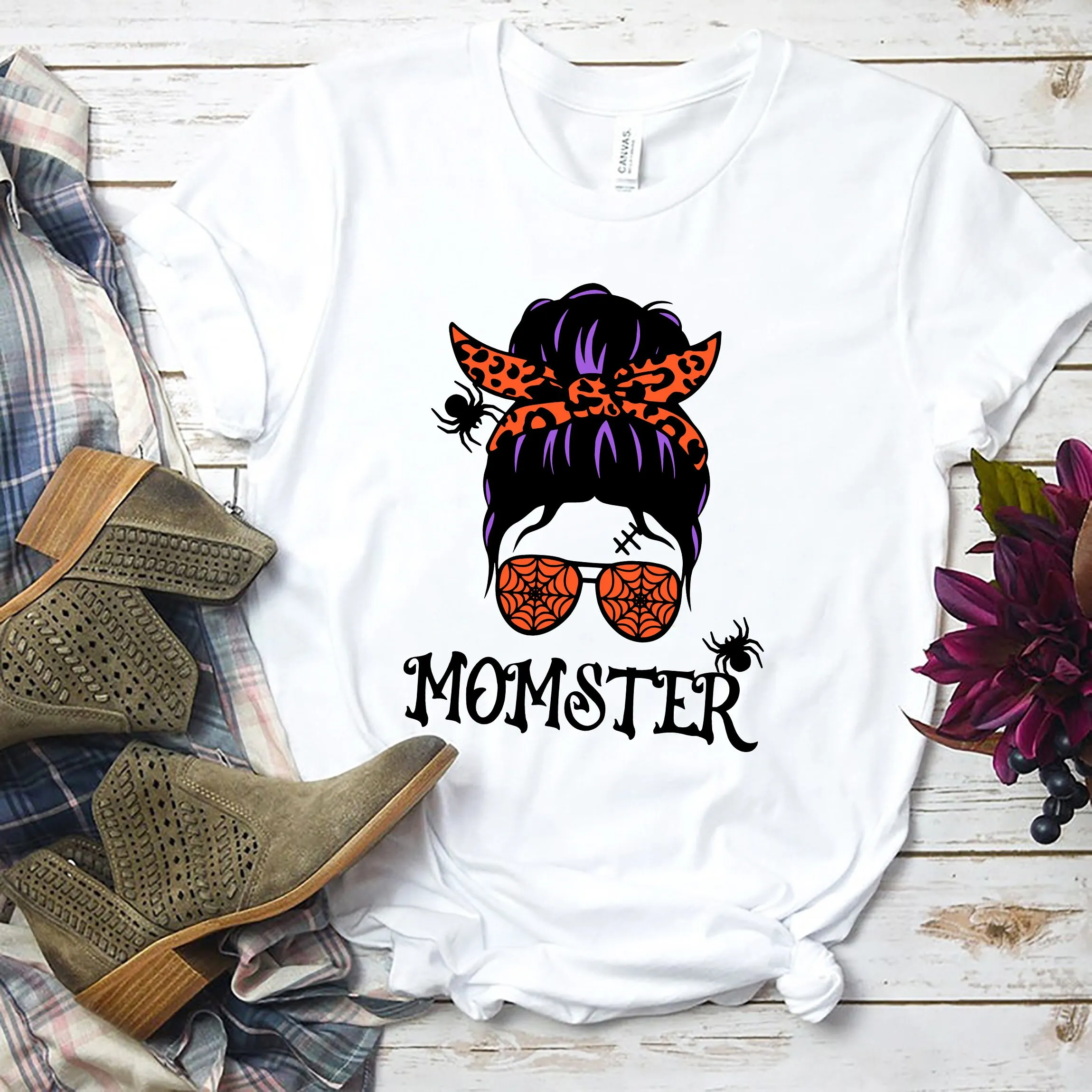 

Momster T Shirt Halloween Women Scary Mom Funny life for