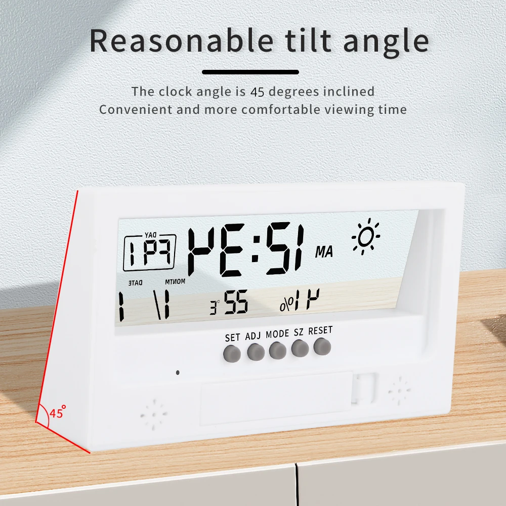Multifunctional Electronic Temperature Humidity Meter Alarm Clock LED Thermometer Hygrometer Weather Station for Home Office