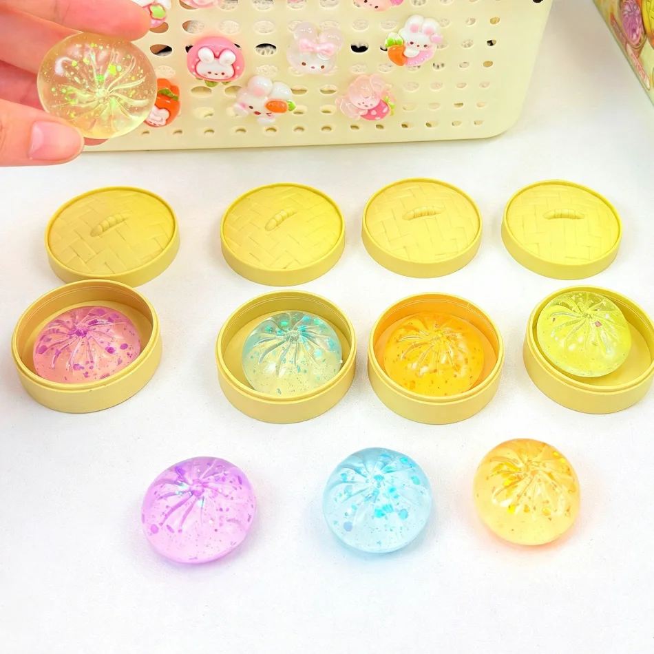 1–10 Pcs Dumpling Squishy Maltose Texture Glitter  Blind Box, Slow Rebound Stress Relief Toy, Steamer Pack Hidden Bun Design - view 3