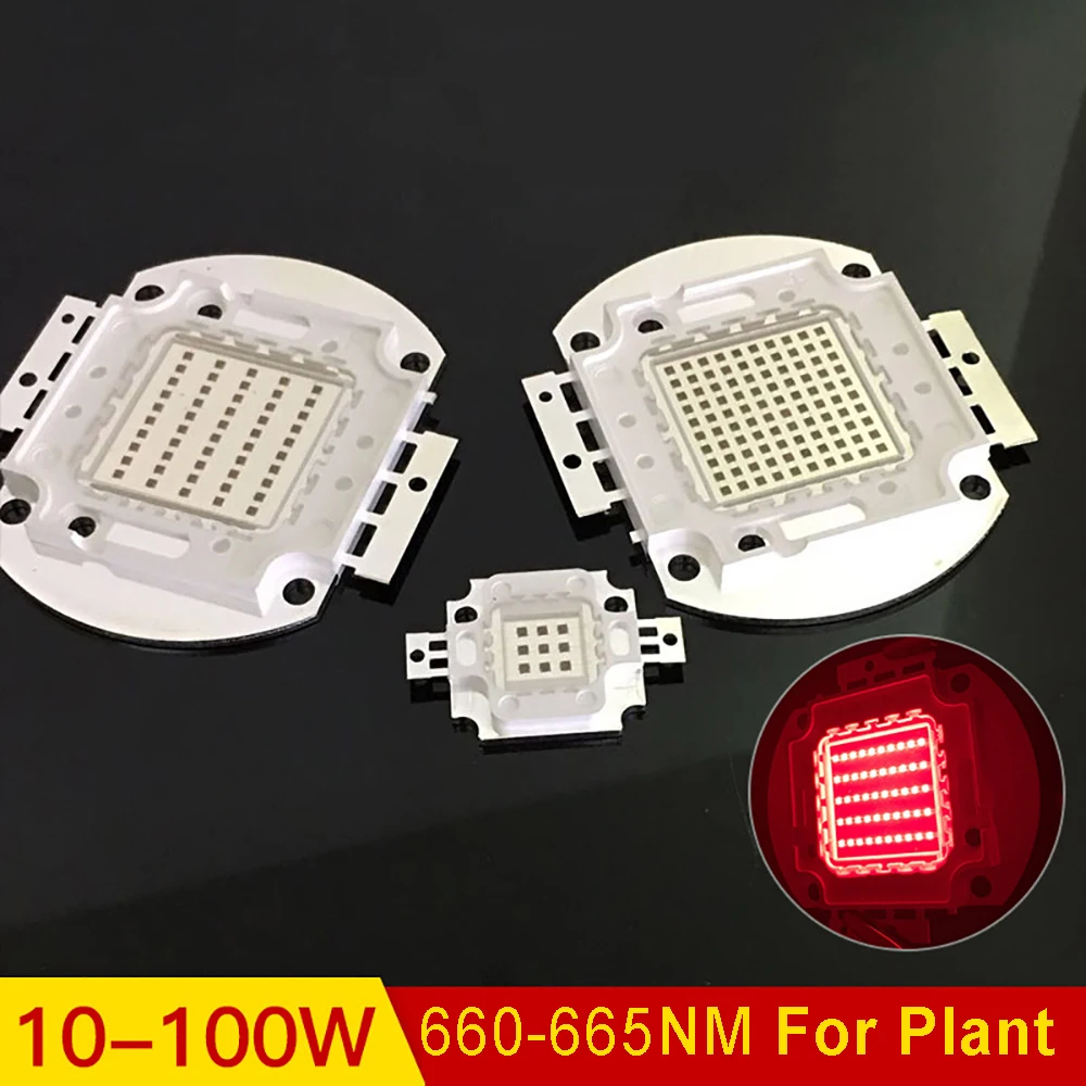 620-625nm,660-665nm czerwone światło LED wysokiej mocy 10W 20W 30W 50W 100W zintegrowane światło źródło dioda elektroluminescencyjna Chip dla roślin