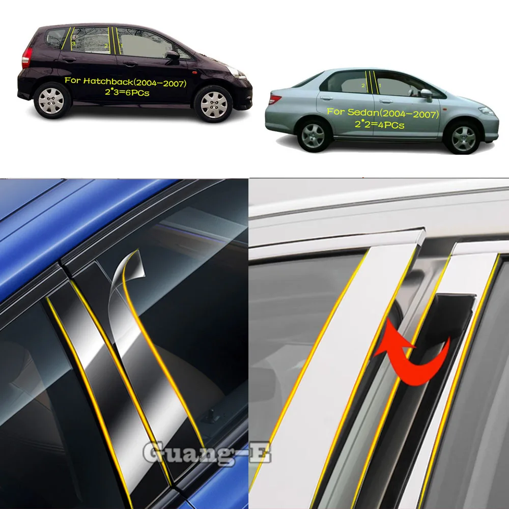 

Накладка на стойку двери (зеркальная, глянцевая, из ТПУ) для Honda Fit Jazz Hatchback Sedan 2004-2007, молдинг на окно, декоративная наклейка