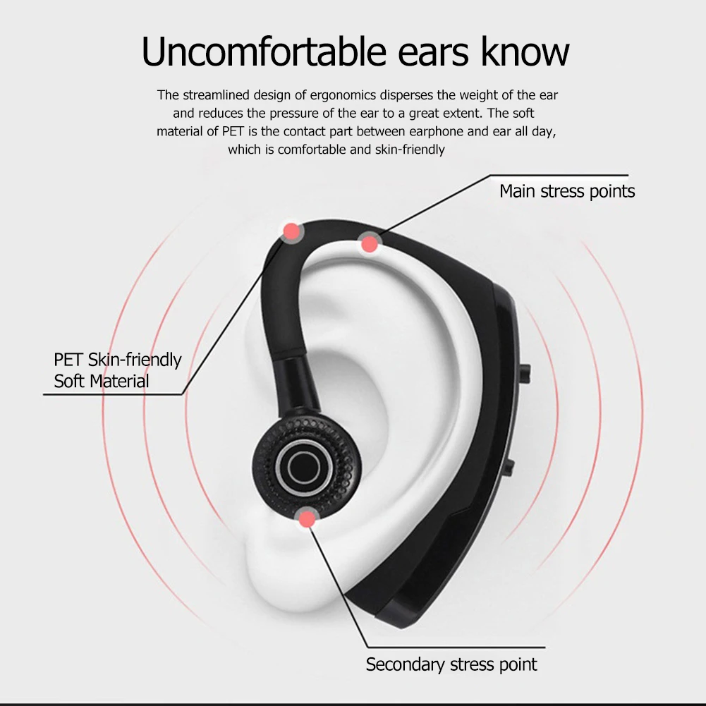 V9 Low-power Stereo Business Bluetooth Smart Super Bass Handsfree Mic Earphones - view 5