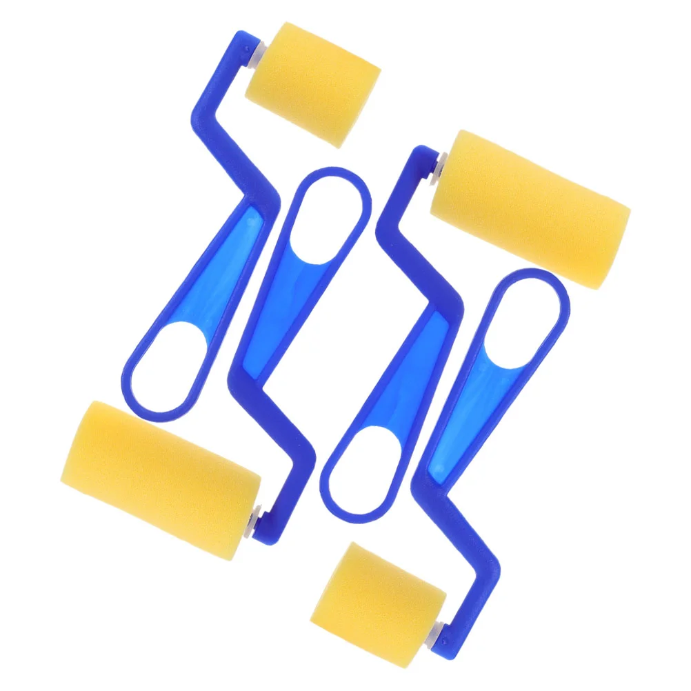 مجموعة فرش إسفنجية للرسم من 4 قطع، أدوات أطفال للأطفال، فرش بلاستيكية