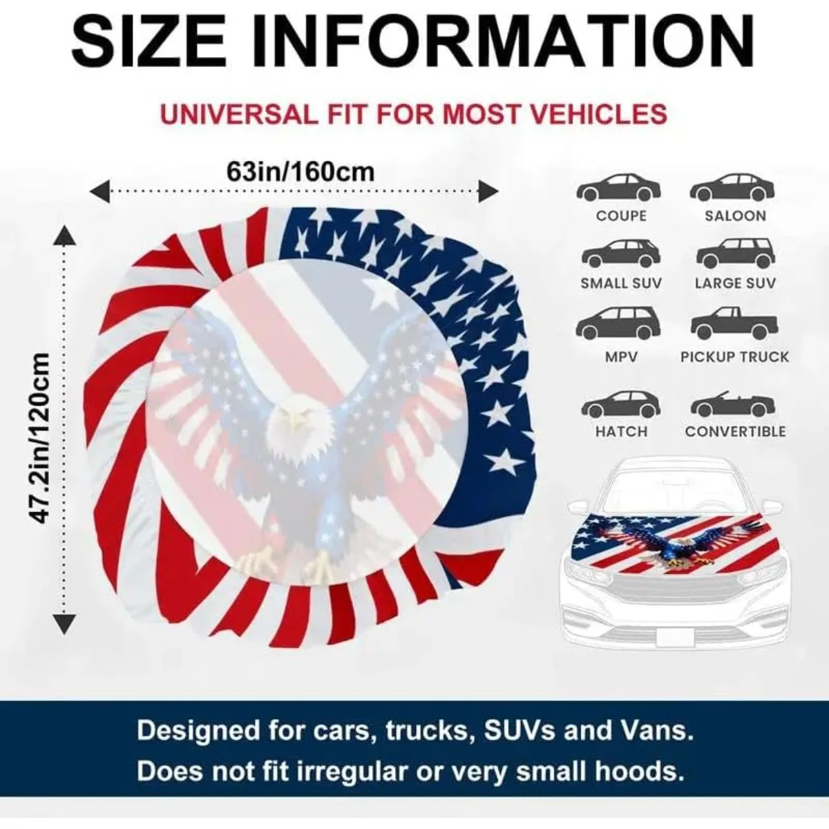 Custom Car Hood Cover Personalized with Photo Text, Elastic Polyester Hood Protector, Auto Accessories for SUV Truck Van