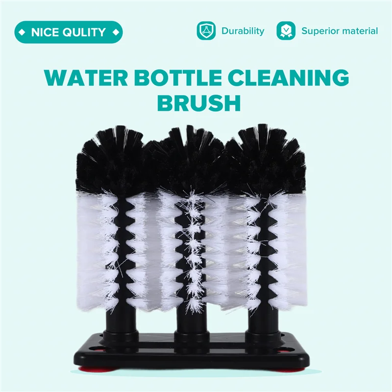 ABPP-Spazzola per la pulizia delle bottiglie d'acqua Rondella per tazze di vetro con base di aspirazione Spazzola a setole a 3 teste per tazza di birra, tazza a gamba lunga