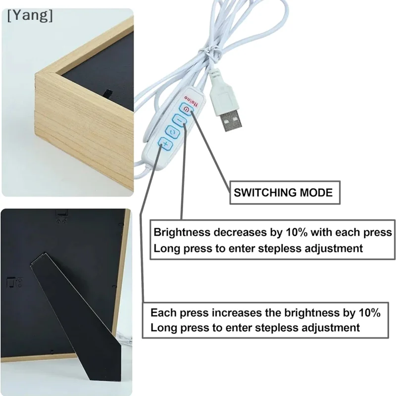 Cadre photo en bois Shoous Painting Light, Veilleuse LED, Décoration de chambre d'anniversaire, Cadeaux de Noël, Lampe lune