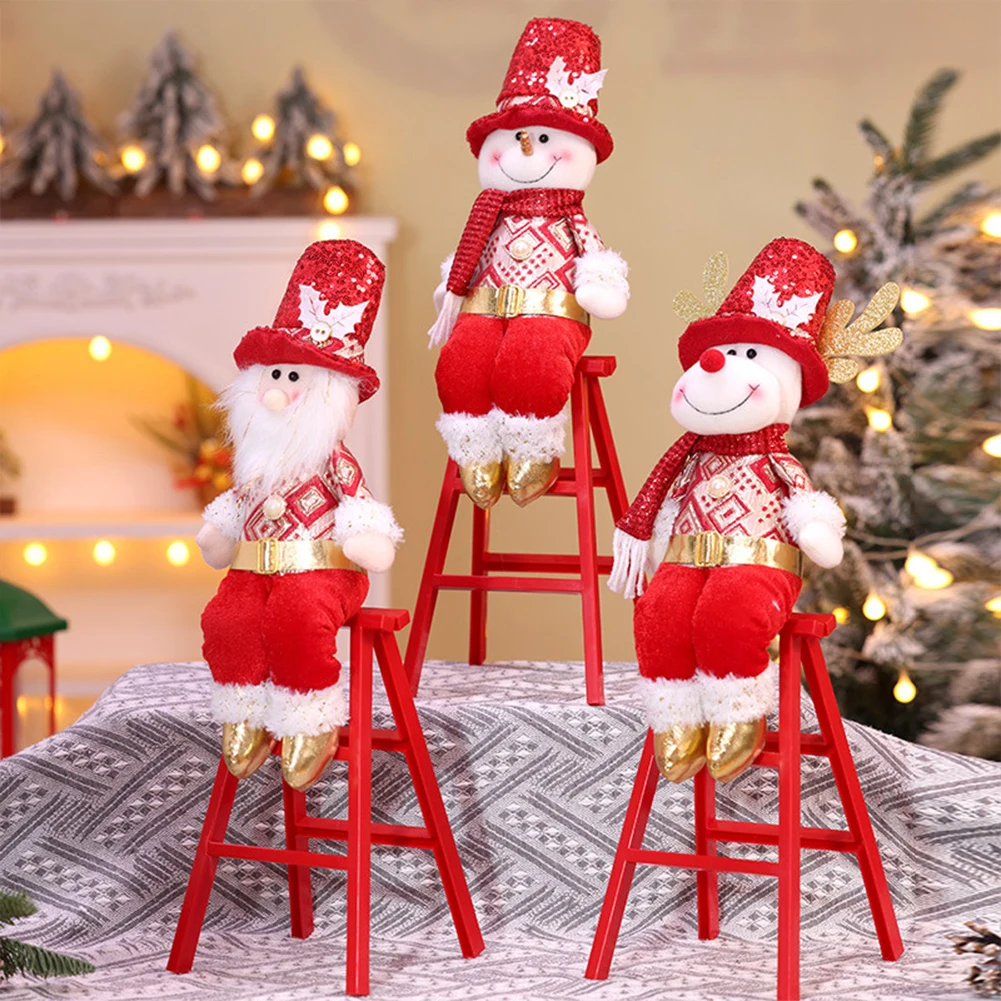 دمية رجل الثلج سانتا كلوز لعيد الميلاد، زينة رجل الثلج المحشوة لتزيين المنزل في عطلة الشتاء #3