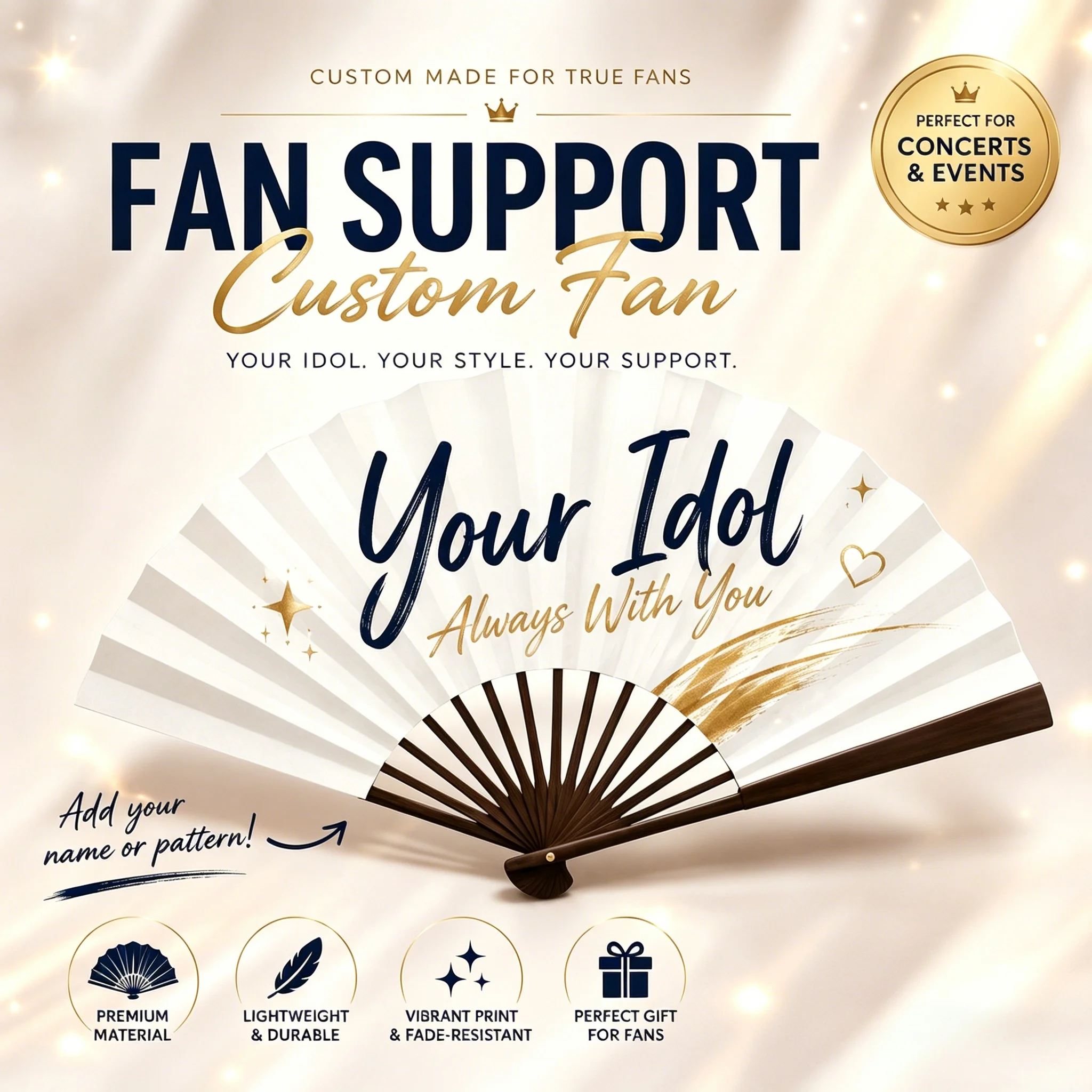 DIY Custom Photo Hand Fan Exclusive Personalized Idol Support Merch HD Printed Picture Folding Fan Must-have for Events