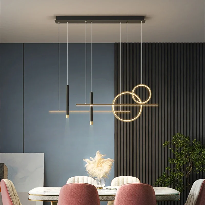 Imagem -02 - Alumínio Double Pole Ceiling Chandelier Luzes Led Pendant Preto e Dourado Fixture Quarto e Sala de Estar Bar e Decoração 2024